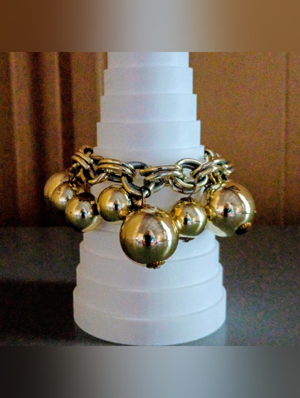 Gold Toned Ball Charm Bracelet